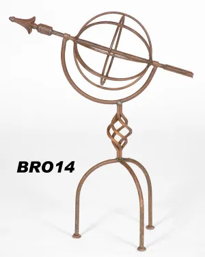 Wrought Iron Sundial with Cast Twist Tripod Legs dried flower branch  
