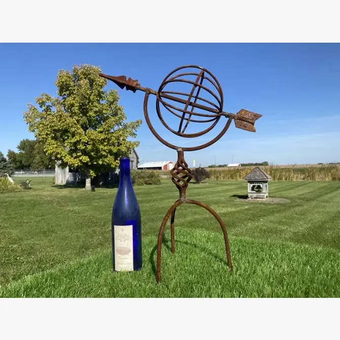 Wrought Iron Sundial with Cast Twist Tripod Legs