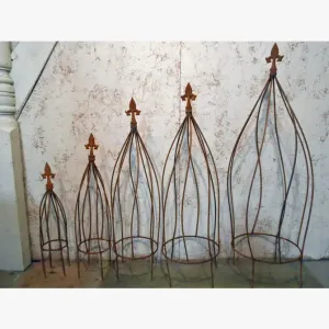 Wrought Iron Swirl with Finial Topiaries Set of 5 dried flower branch  