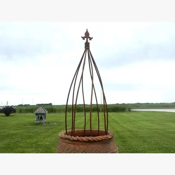 Wrought Iron Swirl with Finial Topiaries Set of 5