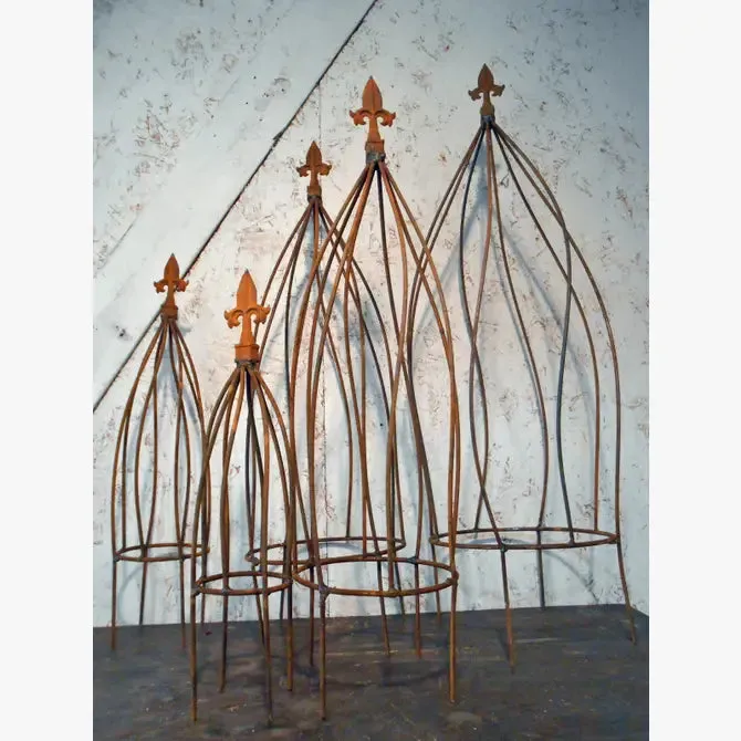 Wrought Iron Swirl with Finial Topiaries Set of 5