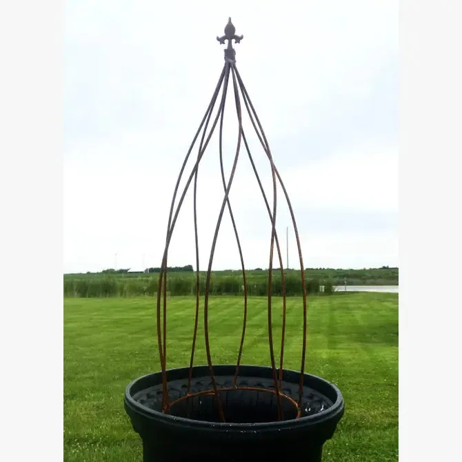 Wrought Iron Swirl with Finial Topiaries Set of 5