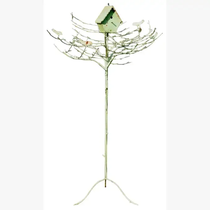 Wrought Iron Tree Birdhouse with Birds
