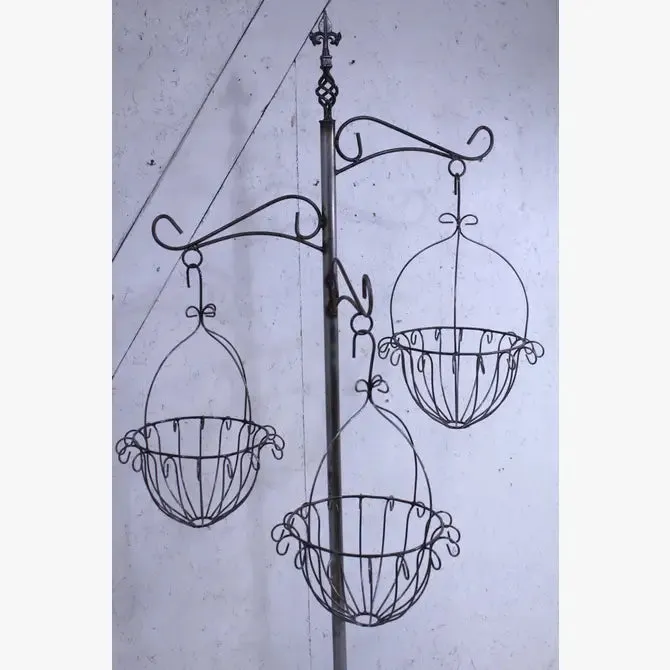 Wrought Iron Tree with 3 Basket Decorative Stand