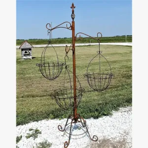 Wrought Iron Tree with 3 Basket Decorative Stand dried flower branch  