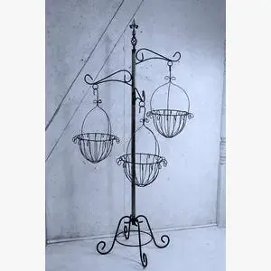 Wrought Iron Tree with 3 Basket Decorative Stand