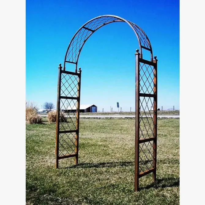 Wrought Iron X Round Top Arbor
