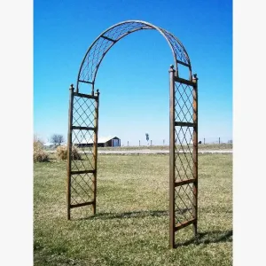 Wrought Iron X Round Top Arbor dried flower branch  