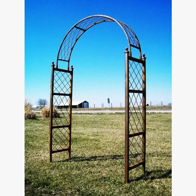 Wrought Iron X Round Top Arbor