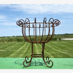 Wrought Iron 17.5" Short Plant Stand Flower Container cactus succulent plant  
