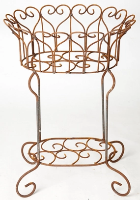 Wrought Iron 29" Helen Heart Oval Plant Stand Rustic Style cactus succulent plant  