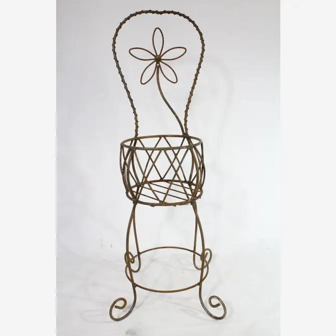 Wrought Iron Basket Daisy Planter Chair Pot Holder