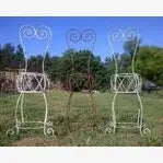 Wrought Iron Chair with Basket Plant Holder with Decorative