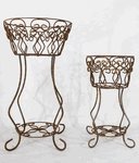 Wrought Iron Diamond Planters with Bottom Shelf Set of 2 cactus succulent plant  