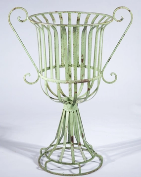 Wrought Iron Giant Strap Urn cactus succulent plant  