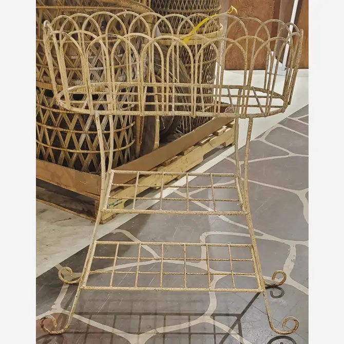 Wrought Iron Oval Fern Stand with 2 Shelves Plant Stand