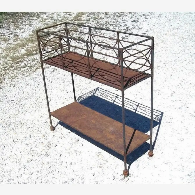 Wrought Iron Rectangle Tin Bottom Plant Stand Display Rack