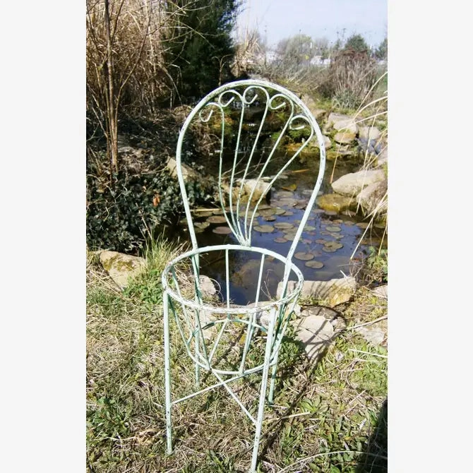 Wrought Iron Swirl Pot Chair Planting Frame Wire