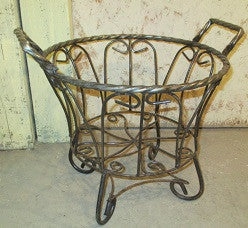 Wrought Iron Twisted Metal Planter with Handles Decorative