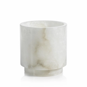 Yasmeen - Polished Alabaster Stone Candle Holder / Vase/ Ice Bucket mini ornamental plant  