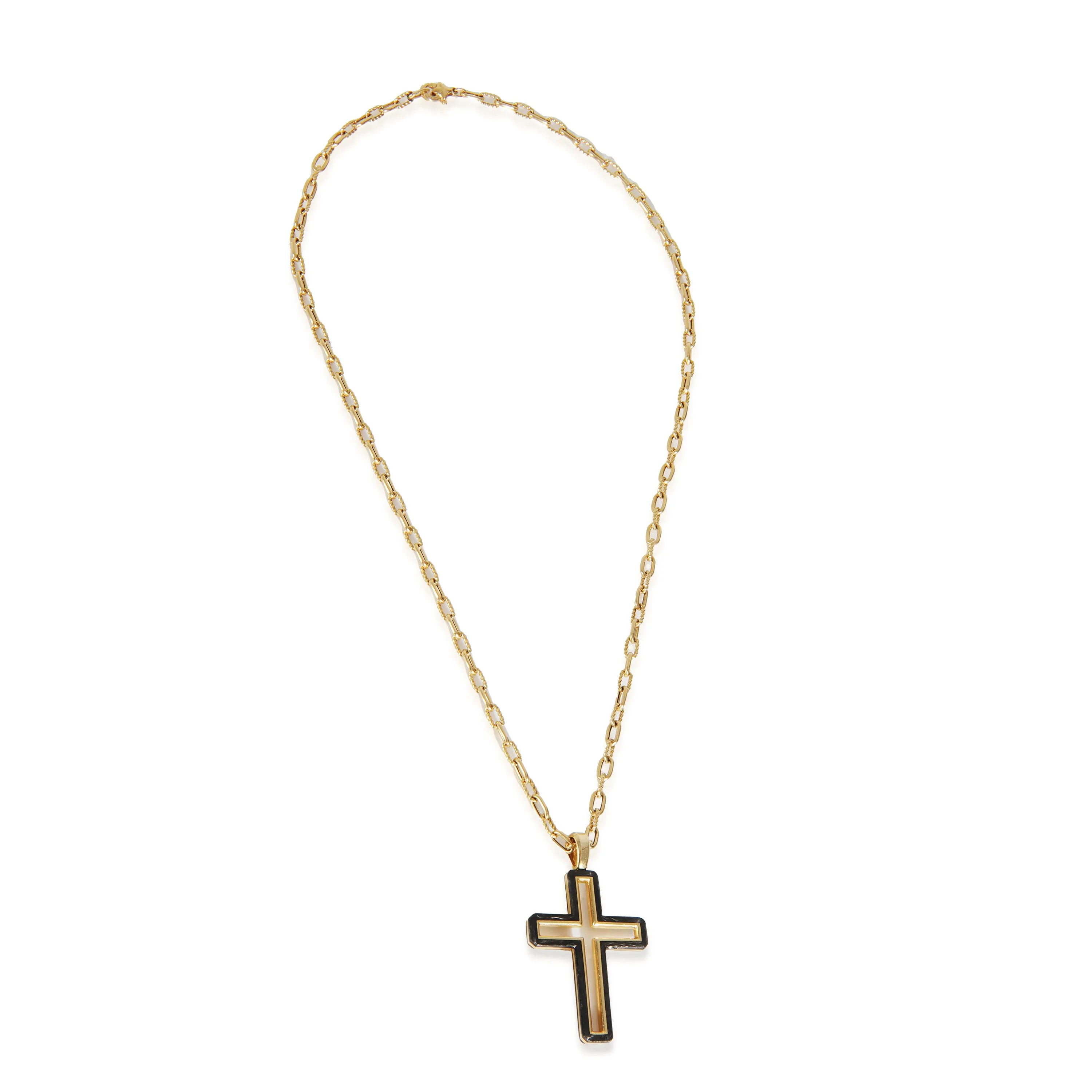 Yellow Gold  Forged Carbon Cross Necklace