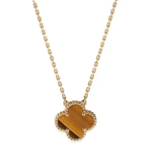 Yellow Gold Tigers Eye Vintage Alhambra Pendant