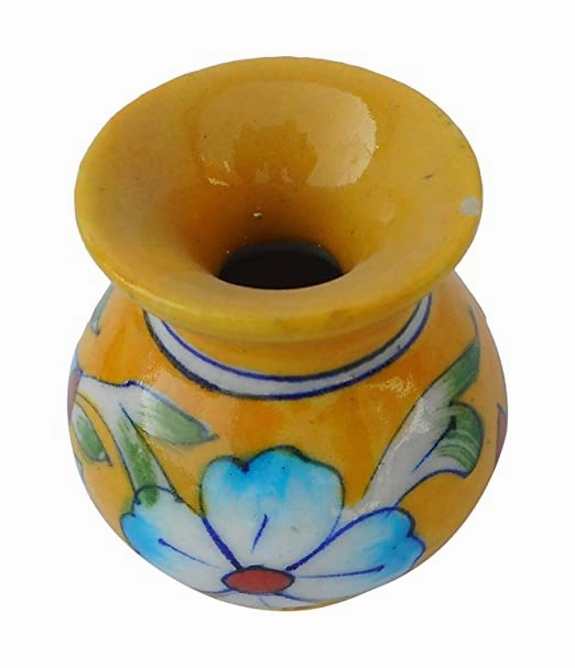 Yellow Ceramic Flower Vase (5cm x 5cm x 7.5cm)