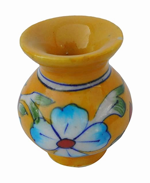 Yellow Ceramic Flower Vase (5cm x 5cm x 7.5cm)