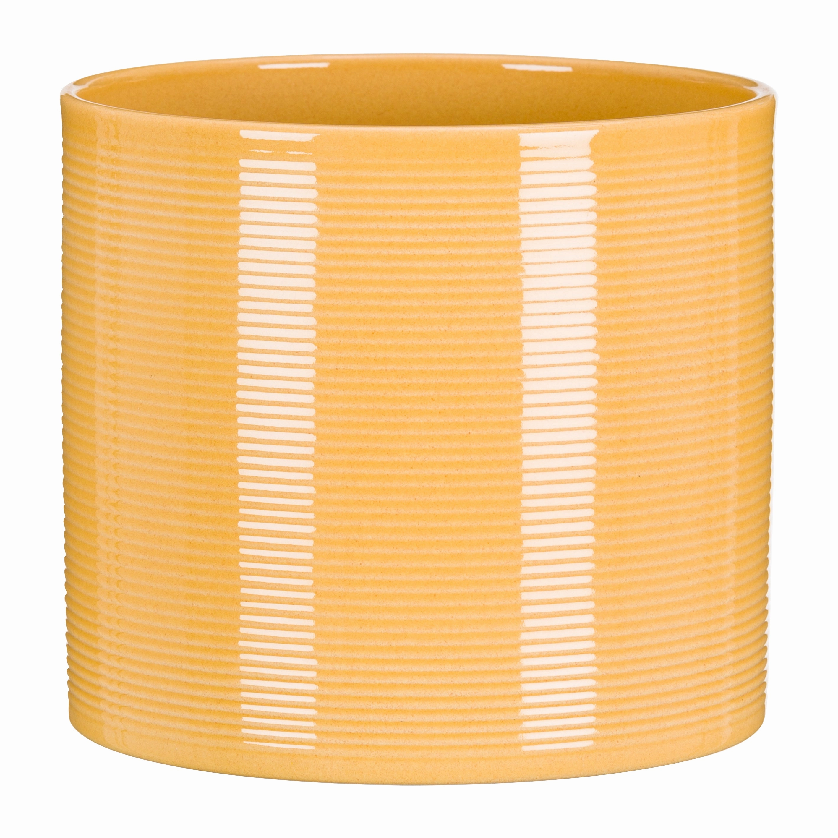 Yellow  Indoor Ceramic Cover Pot Zabaione (828) tall green plant  
