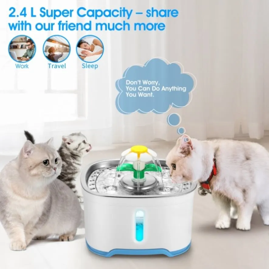 YES4PETS 2.5L Automatic Electric Pet Water Fountain Dog Cat Water Feeder Bowl Dispenser V278-PW-106