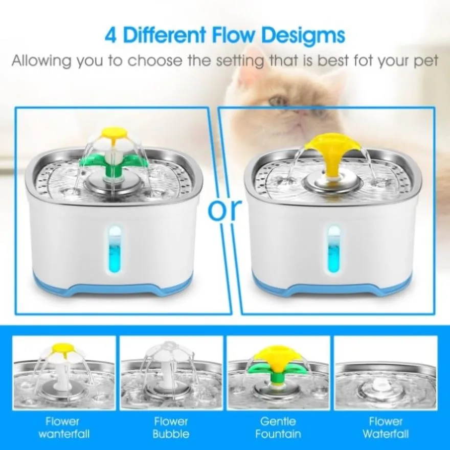 YES4PETS 2.5L Automatic Electric Pet Water Fountain Dog Cat Water Feeder Bowl Dispenser V278-PW-106