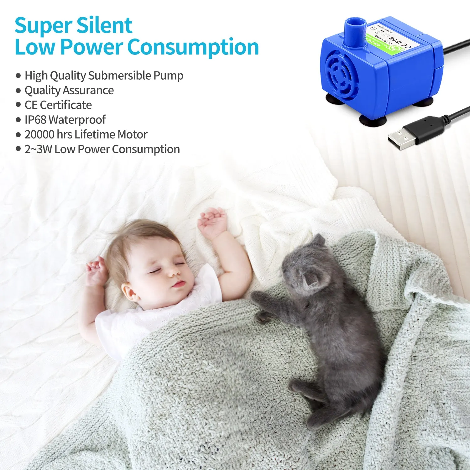 YES4PETS Blue Ceramic Electric Pet Water Fountain Dog Cat Water Feeder Bowl Dispenser V278-PWC-101-BLUE
