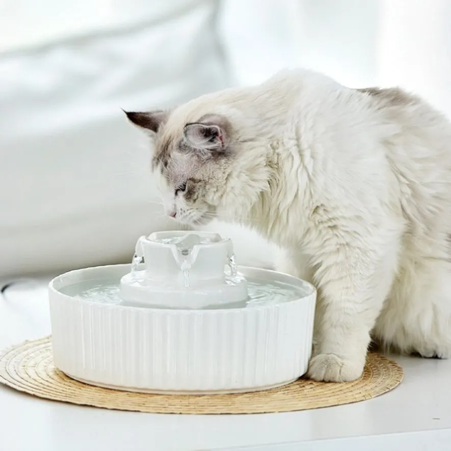 YES4PETS Porcelain Electric Pet Water Fountain Dog Cat Ceramic Water Feeder Bowl Dispenser V278-PWC-101