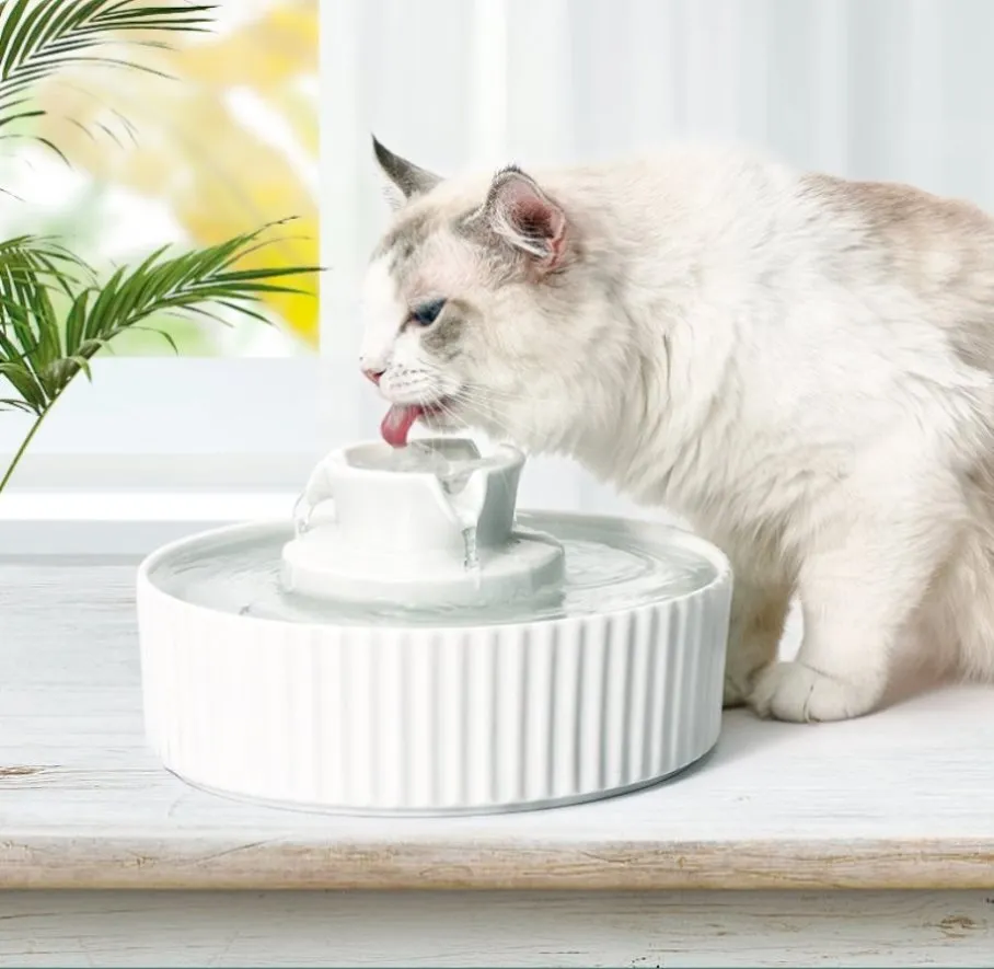 YES4PETS Porcelain Electric Pet Water Fountain Dog Cat Ceramic Water Feeder Bowl Dispenser V278-PWC-101