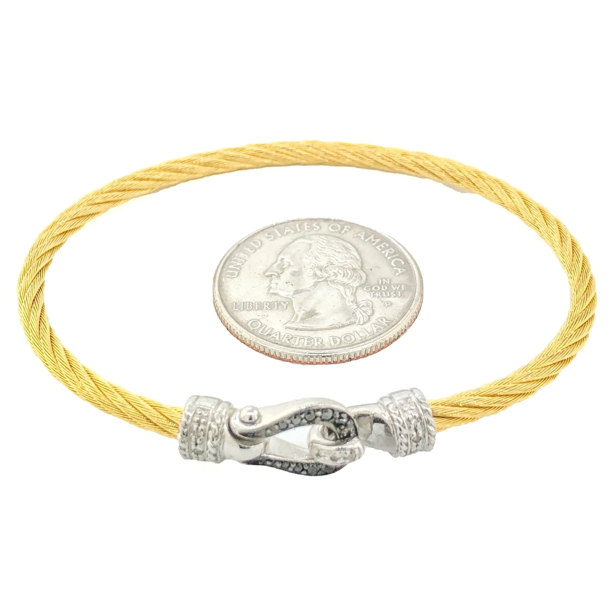 YGP Stainless Silver Black & White Diamond Buckle Bracelet