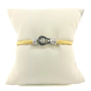 YGP Stainless Silver Black & White Diamond Buckle Bracelet