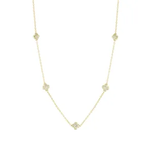 YGP Sterling 18" CZ 5 Clover Necklace