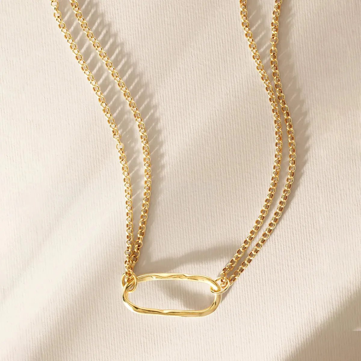 YGP Sterling 18" Double Rolo Chain with Open Oval Necklace
