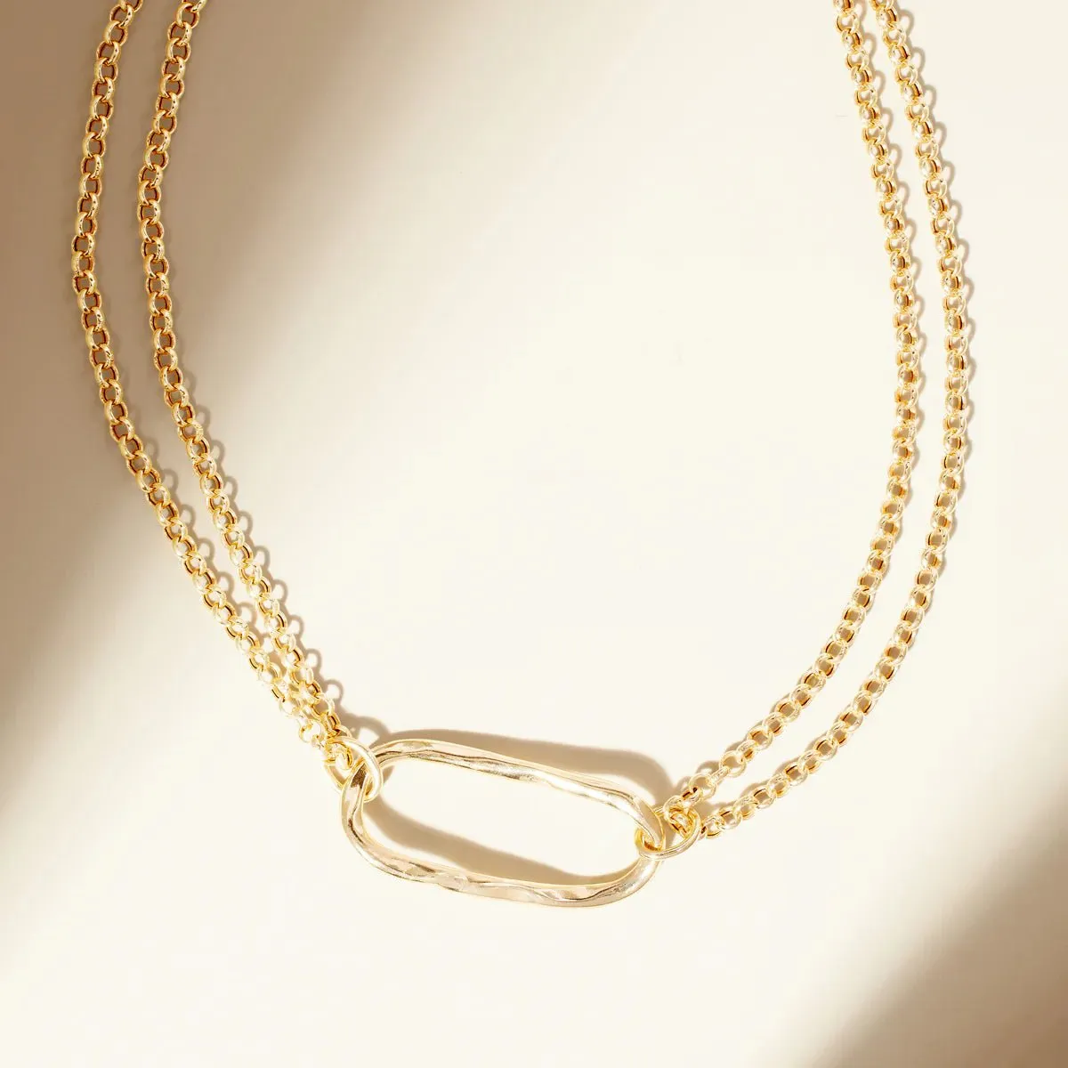 YGP Sterling 18" Double Rolo Chain with Open Oval Necklace