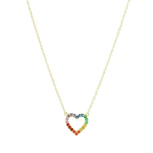 YGP Sterling 18" Multi-Color CZ Heart Necklace