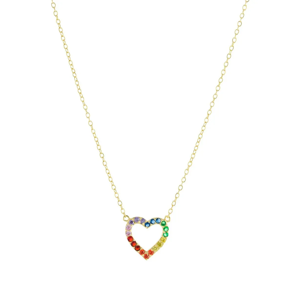 YGP Sterling 18" Multi-Color CZ Heart Necklace