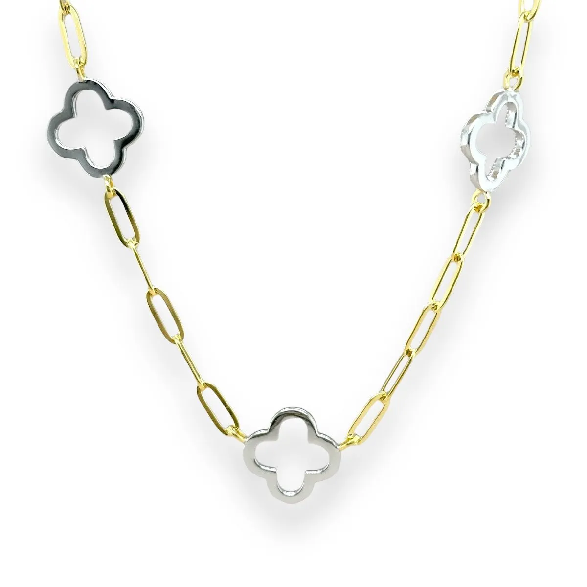 YGP Sterling 19" CZ Clover Necklace