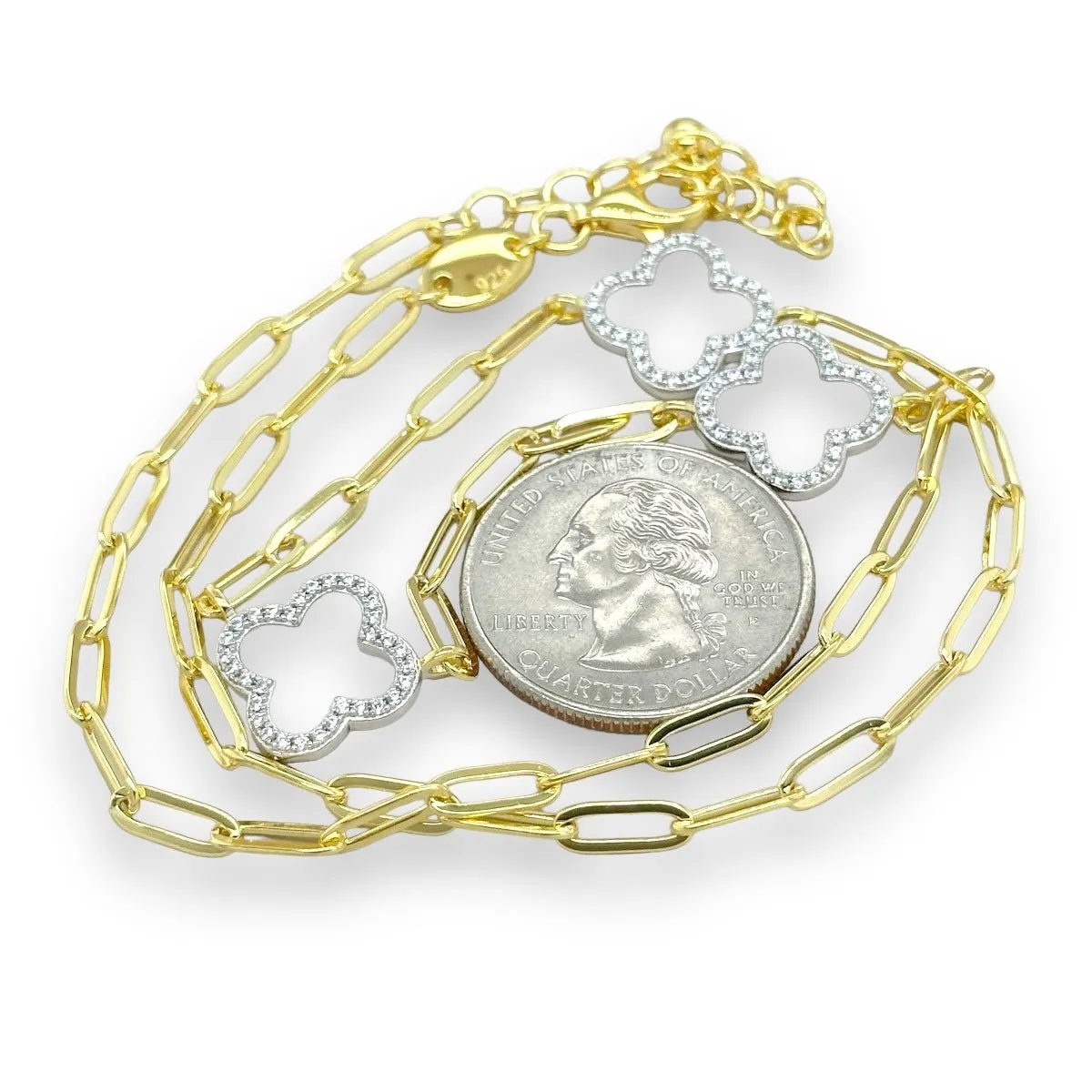 YGP Sterling 19" CZ Clover Necklace