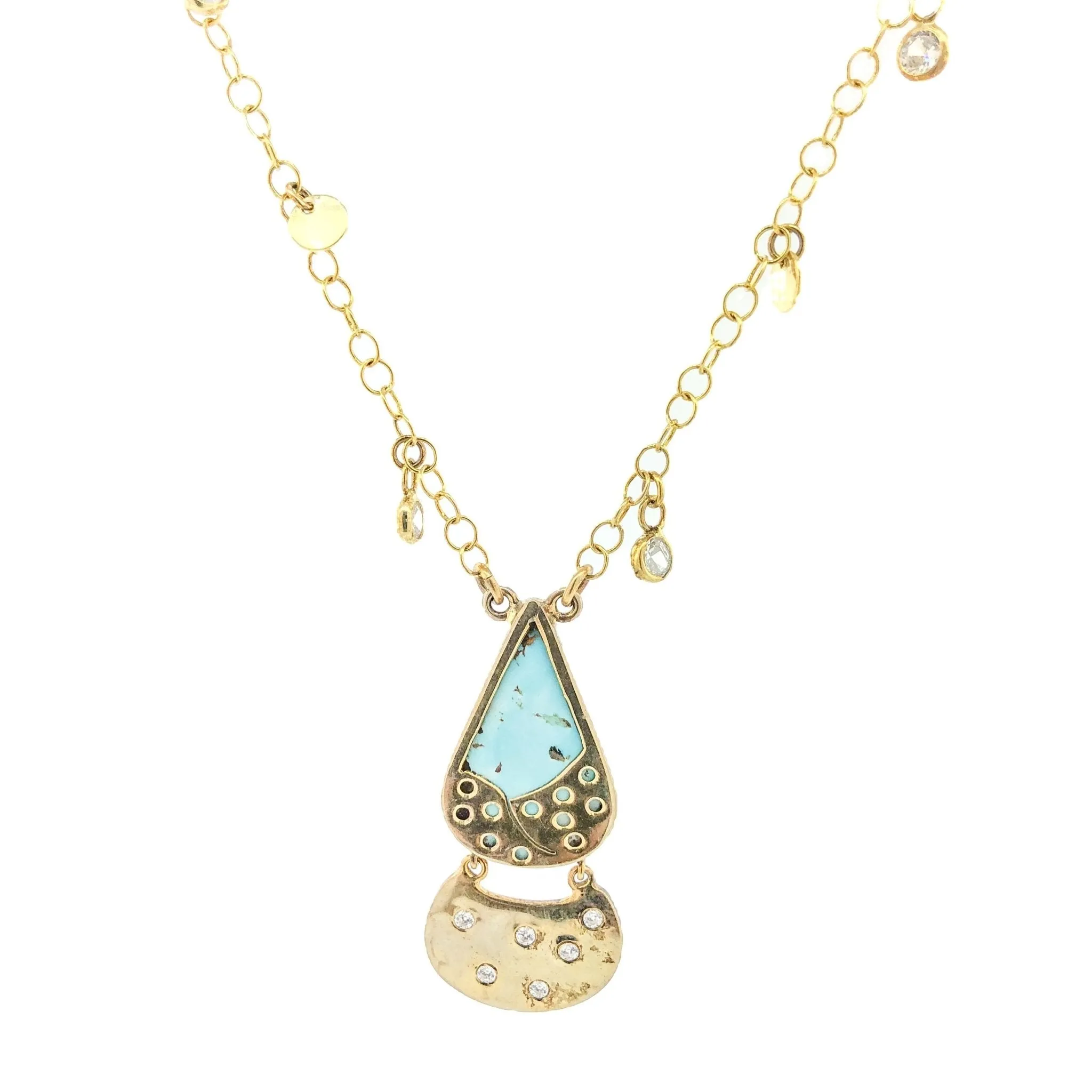 YGP Sterling 2 Strand Turquoise, Coral CZ Necklace Set