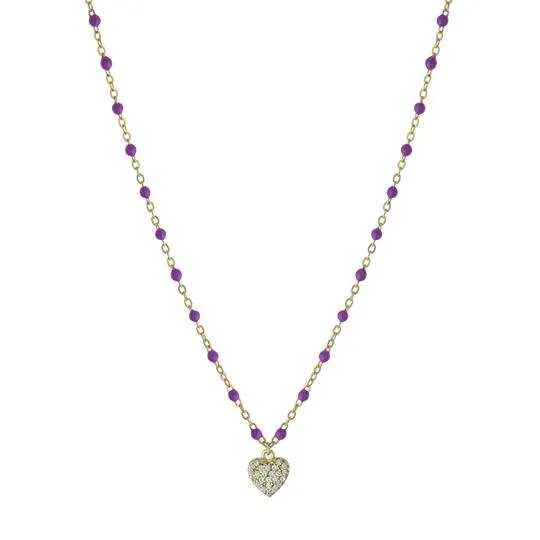 YGP Sterling Beaded Enamel CZ Heart Necklaces