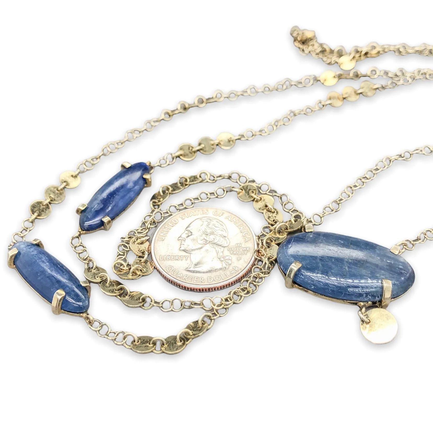 YGP Sterling Blue Kyanite Double Necklace Set