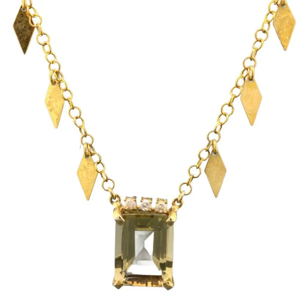 YGP Sterling Citrine and CZ Necklace