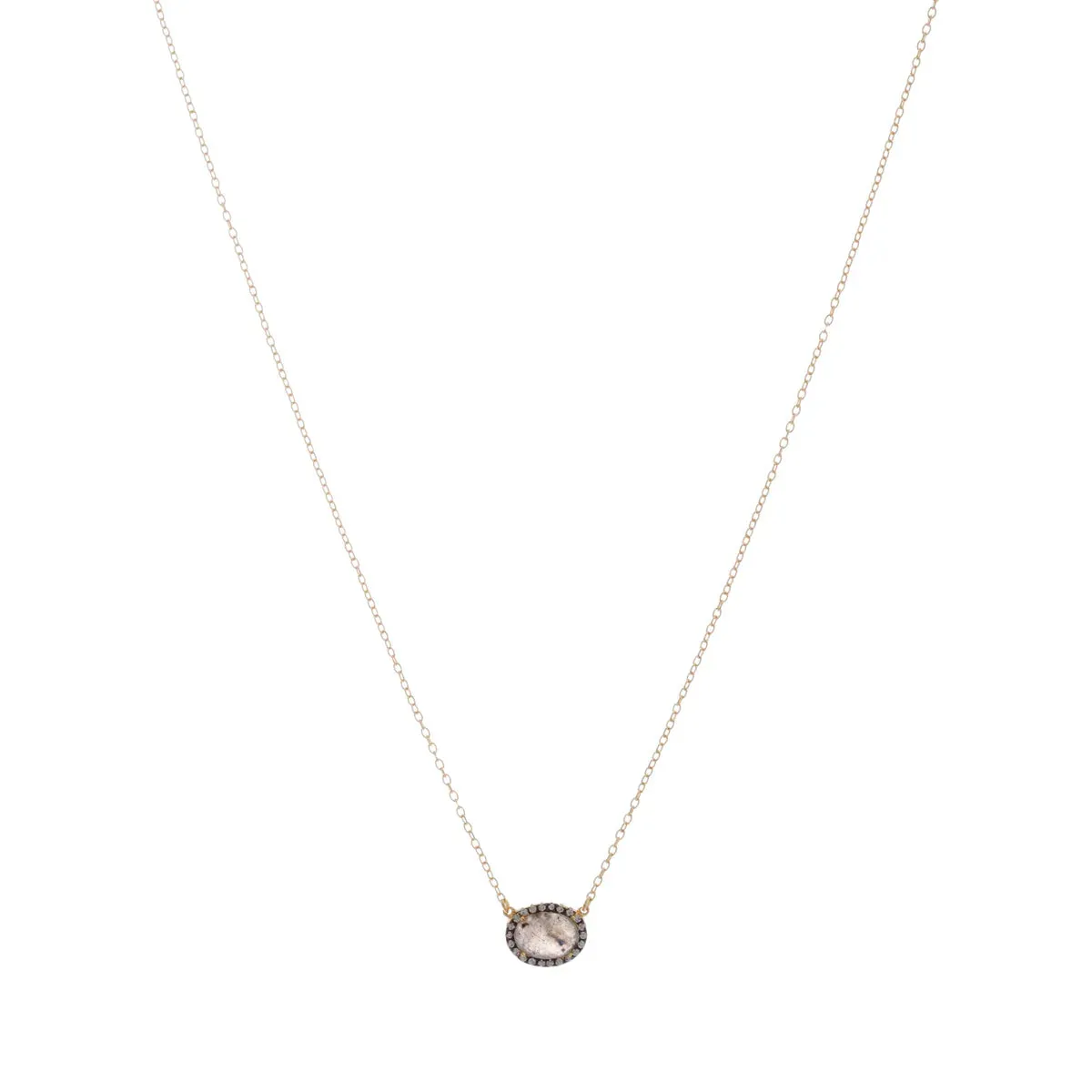 YGP Sterling CZ and Labradorite Oval Pendant