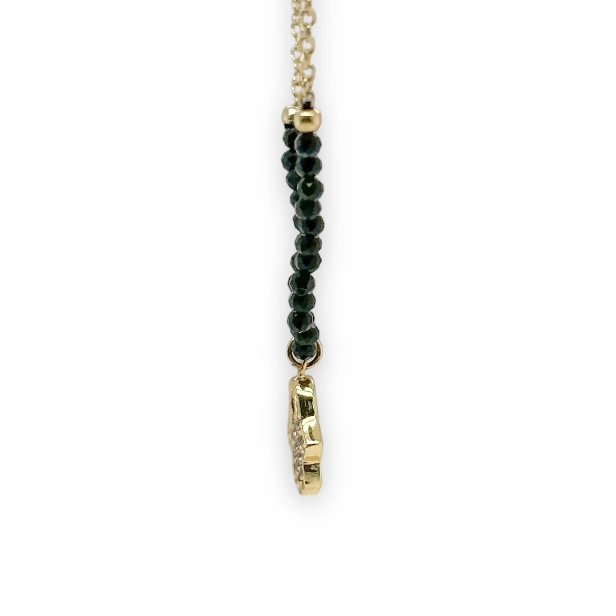 YGP Sterling CZ Onyx Hamsa Necklace