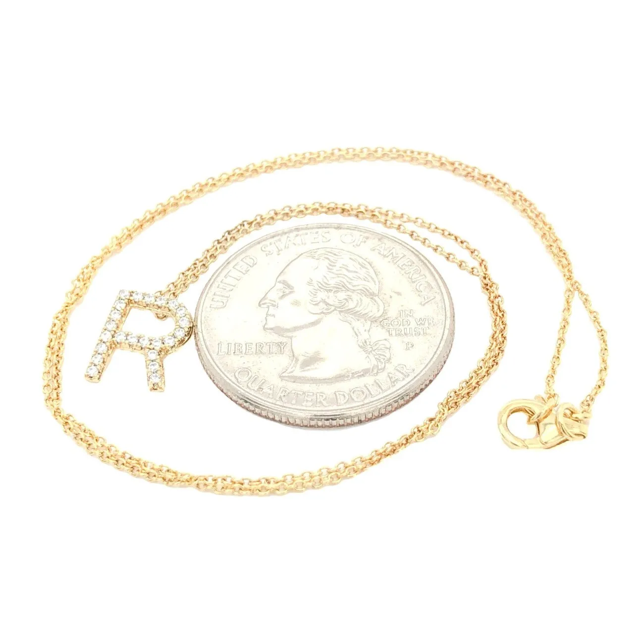 YGP Sterling CZ R Initial Necklace